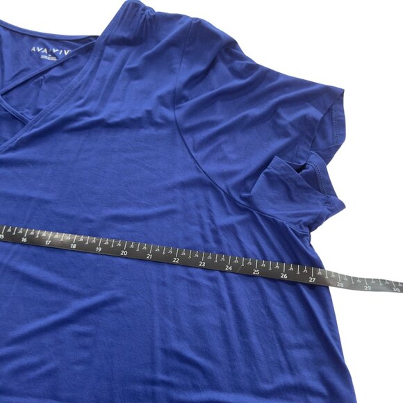 Ava & Viv Womens Plus Size 3X Blue V-Neck Short Sleeve Top - Picture 6 of 9